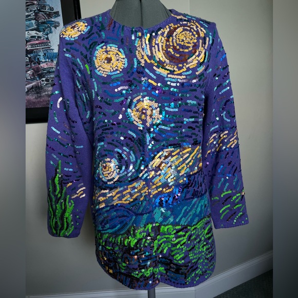 Michael Simon M Van Gogh starrySweater Cardigan easter Easter mothers day